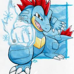 FERALGATR lv.100 the big jaw when it bites with it massive and powerful jaw ,it shake it head and savagely tears its victim  up