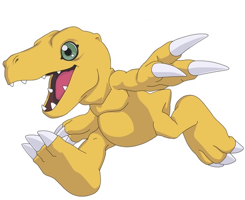 Hi! I'm Agumon and my stubborn partner is Tai! And Tai is as stubborn as a mule... Don't try to hurt him or else!