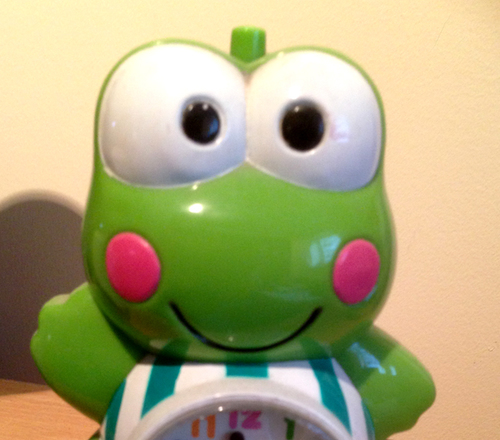 I tell the time. I am a frog.
Time Frog.
