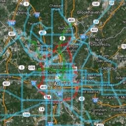 A transit expansion concept for using aerial gondolas to move people through strategic corridors in Atlanta.