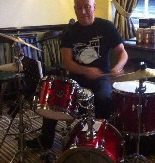 Drums, vocals, music.