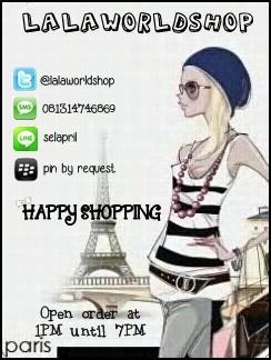 New olshop but TRUSED. Pict&price check fav. Payment via BRI no via pulsa. Shipping?JNE&TIKI. Cp check ava. No hit and run! Happy shopping;)