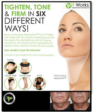 It works products are ALL NATURAL!! They help tone, tighten, smooth and rejuvenate dull skin in less than 45 minutes! VISIT