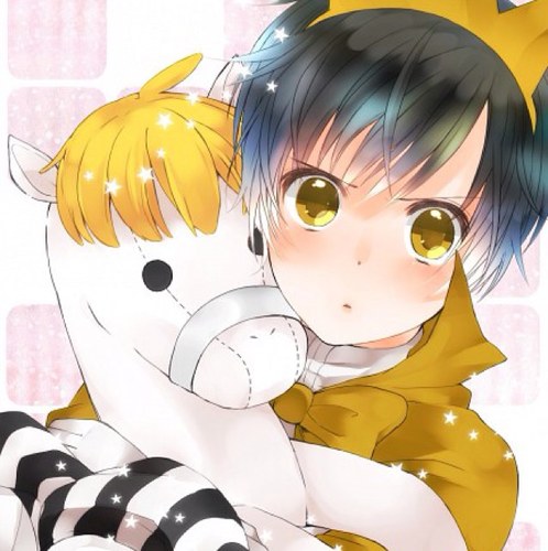 *holds his stuffed horse close* Hi-bi-ya. *holds three fingers up* I three. | #DRRR | #RP | Child!Hibiya |