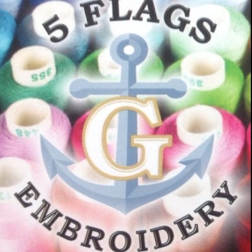 5 Flags Embroider specializes in corporate and athletic embroidery, as well as monogramming. Let Us Stitch Your World!
