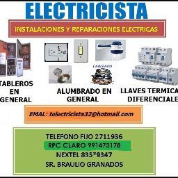 ELECTRICISTA A DOMICILIO LAS 24 HORAS BRAULIO GRANADOS RPC: 991473178 - MOVISTAR: 998082205 - NEXTEL: 835*9347               FIJO: 2711936