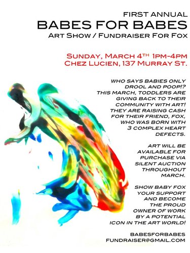 Babes4Babes's profile picture. Annual silent auction/fundraiser of paintings at Chez Lucien made by babies and kids and give the money to help 1 kid. Making a change 1 kid at a time.