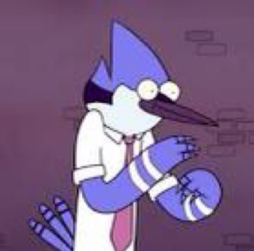 I am Mordecai from Regular Show I am 23 years old my best bro is Rigby Racoon and I work at the park.