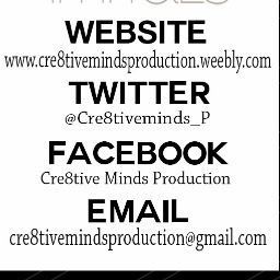 Cre8tivity is what the mind thinks of it. Allow us to bring your vision to a reality! :} @yashemera & @shemeras

Contact cre8tivemindsproduction@gmail.com