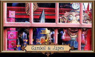 Gambol and Japes Wizarding Joke Shop, located in South Side, Diagon Alley. Stocking the best joke items (plus much MORE) that Galleons Sickles and Knuts can buy