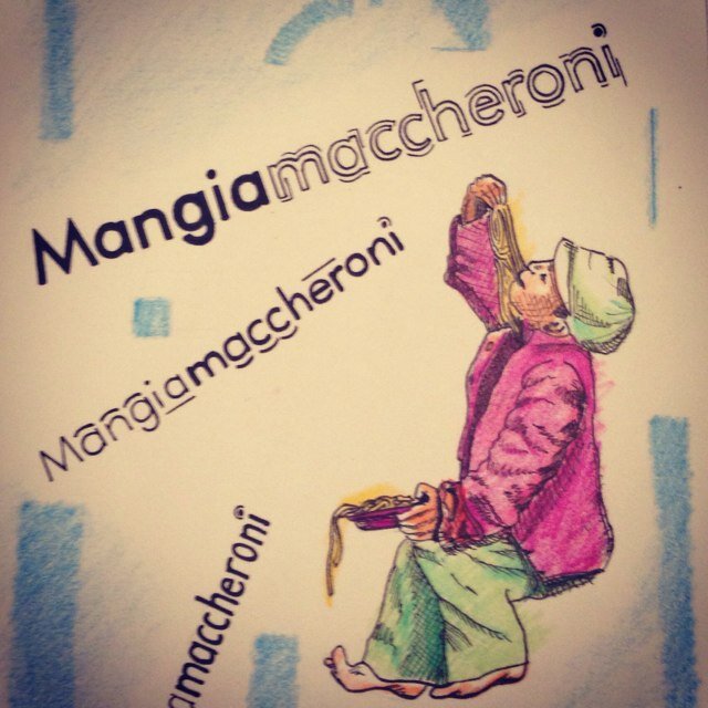 Mangiamaccheroni translates to Pasta Eaters a term coined in 20th century Napoli. They became icons of the Gioia di Vivere movement. So enjoy Life & Food