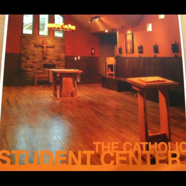 3487 Campus Loop Rd; Daily Mass/Communion Service Mon-Thurs 12:30, followed by free lunch; Sunday Mass @ 7:30pm; Centered & Context Tues and Thurs @ 7:30pm.