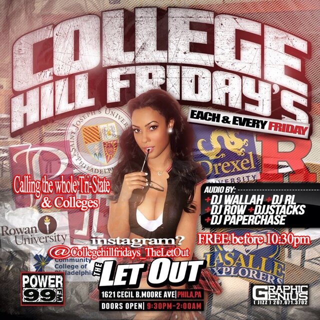 COLLEGE HILL FRIDAYS @CLUB ROAR
EACH AND EVERY FRIDAY - 930PM TIL 2AM
#clubroar 
18 TO ENTER-21 TO DRINK(W/PROPER ID)
720 ARCH STREET PHILA PA
215-432-4517