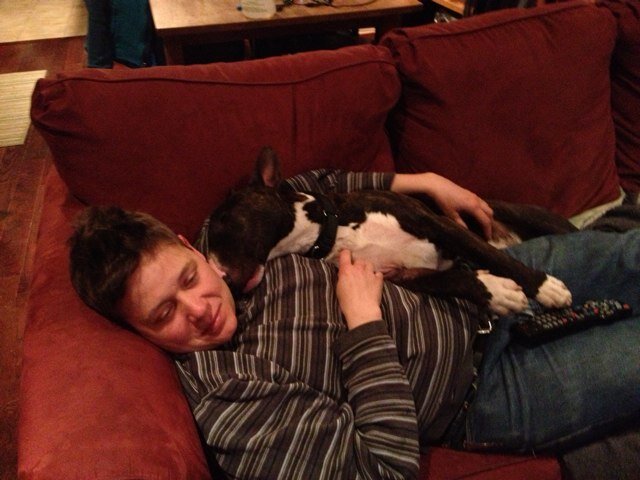 Enjoy home, family.. Time away.. Cooking/enjoying food with loved ones
Chillin with my dog