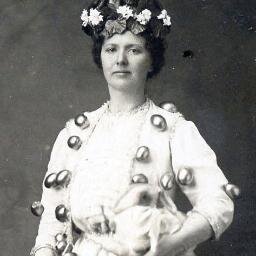 My great-grandmother Martha lived on W. Dewey and brewed beer in her pantry during Prohibition. She made this costume for an Easter party.