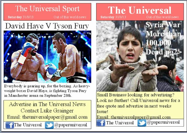 The Universal News has a circulation of 500,000 people #Worldwide Advertising contact Email: theuniversalpaper@gmail.com