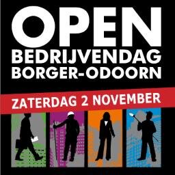 Dit is de officiele twitteraccount van de Open Bedrijven Dag Borger-Odoorn. 
2 november a.s. 10.00 uur - 16.00 uur.  Dit jaar kern Nieuw Buinen (Drentse Poort)