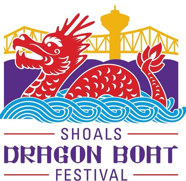 Traditional 46-feet long Hong Kong style dragon boats with 10 seats and 20 paddlers race the Tennessee River in the #Shoals. Benefitting Kilby Laboratory School