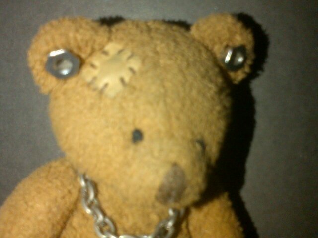 A miniature Teddy Bear that tweets from a coat pocket.