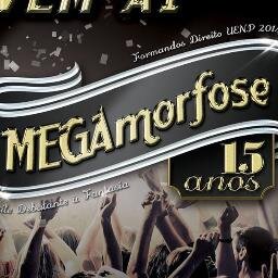 Twitter oficial da MEGAmorfose, a maior festa à fantasia do Norte Pioneiro! Siga e concorra a convites! 01 de NOVEMBRO!