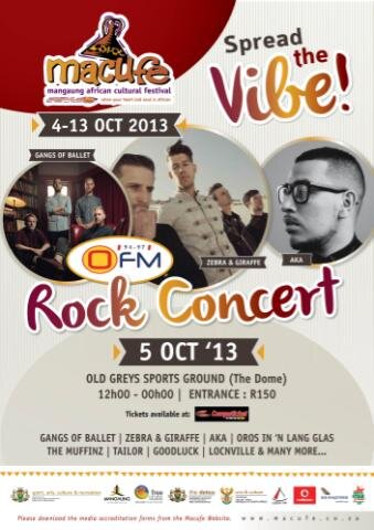 MacufeRocks's profile picture. Official Twitter Page of the  Macufe Rock Concert(MacufeRocks). Spread The Vibe!!!