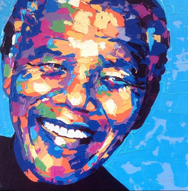 I've painted 95 portraits by collecting photos and personal messages from people around the world. I printed a book of them for Madiba on his 95th Birthday.