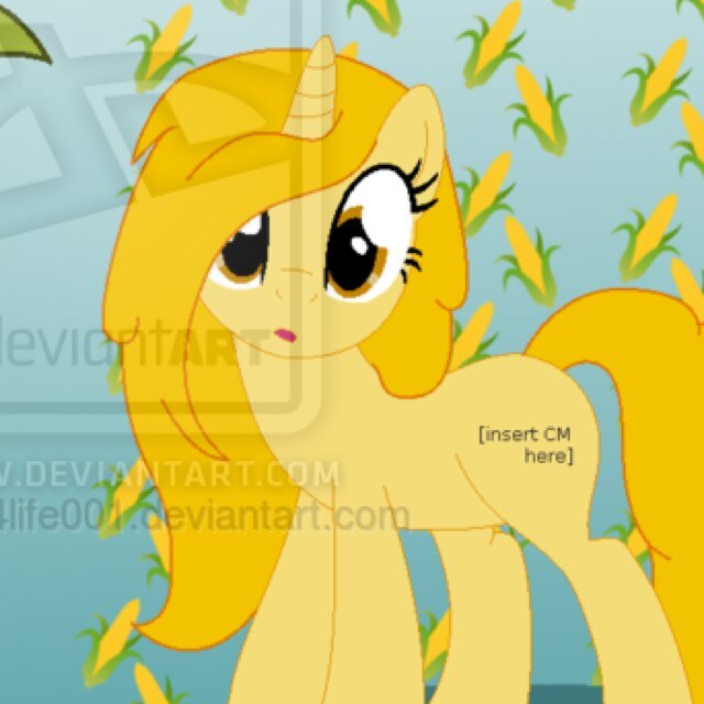 This is CornField, A mare that spends her days making friends and harvesting corn from her field! (( RP account ))