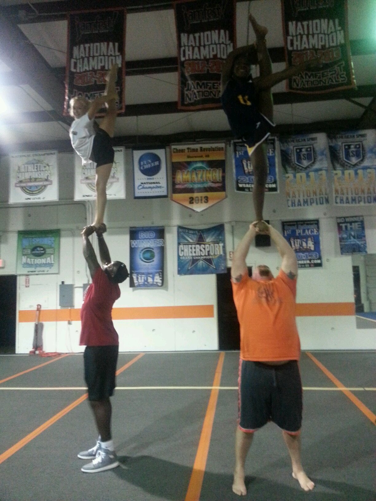 I coach at Cheer Time Revolution levels 1, 4, 5, and 6 and LRC cheer (University of Arkansas at Little Rock)