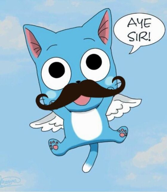 AYE SIR!! I'm Happy, The Blue Exceed of Fairy Tail and the partner of @FlameDovahkiin!! I Love Fish!! AYE!! #FTRP // ♥@WhiteExceed_