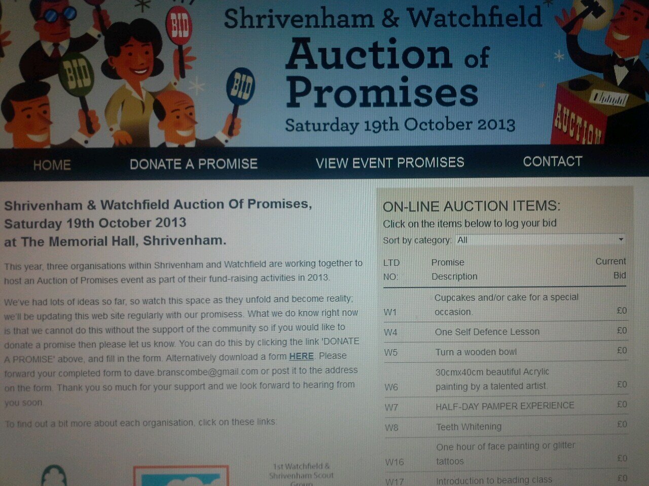Auction of Promises event on October 19th 2013.