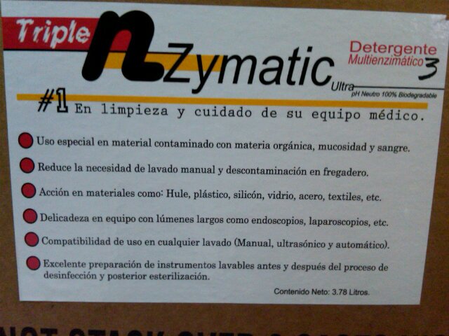 nZymatic es el detergente #1 en México que brinda limpieza total a equipo e insumos médicos sin poner en riesgo la salud médico-paciente Tel. (55) 5751-7291.