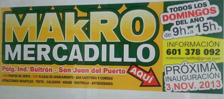 Disfrute de un buen domingo en MakroMercadillo, ropa,calzado,alimentacion,trajes,telas,hogar y muchas cosas más ¡No te lo pierdas!