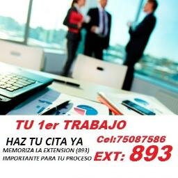 Aprovecha y consigue TU PRIMER TRABAJO
no es necesaria experiencia te capacitamos
Ingresos $300 aprox
Horario Flexible
haz tu cita CEL:75087586 ext (893)
