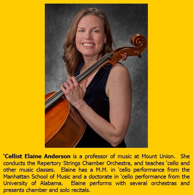 Professor of Music, University of Mount Union in Alliance, Ohio. Cellist.