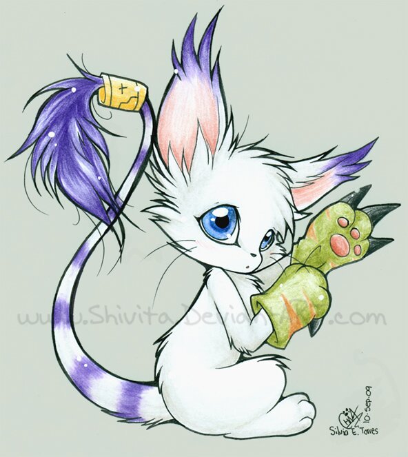 Hello! I'm Gatomon/Tailmon! I am Hikari's partner digimon and protector! If you touch Hikari, I'll use lightning paw on you!