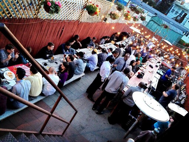 Neighborhood restaurant with a huge beer garden on Georgia Ave.