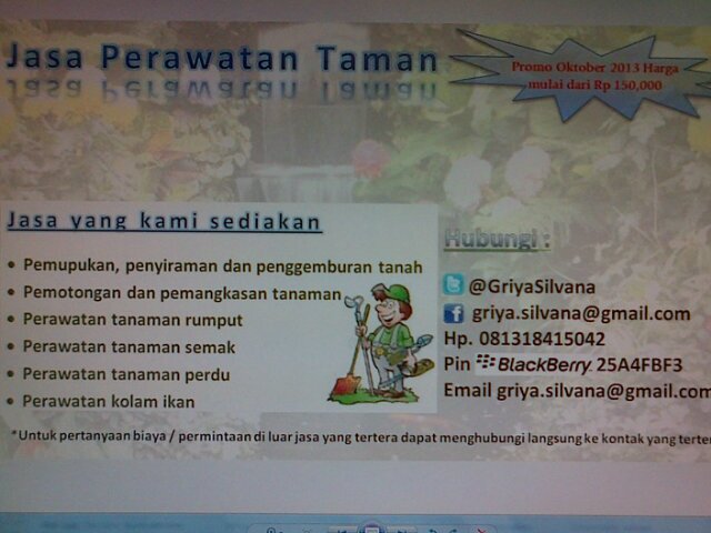 Kami melayani Jasa penjualan dan pembelian property, perawatan & pembuatan taman. Hubungi kami di 081318415042 (WA) / pin 25A4FBF3. / griya.silvana@gmail.com