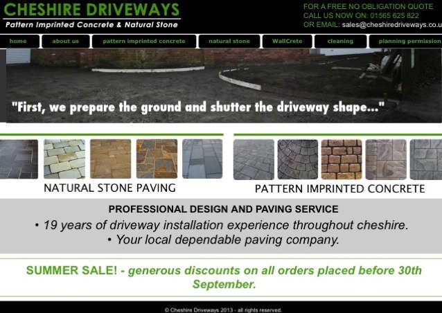 http://t.co/HvCN5uVsx5.  FOR A FREE NO OBLIGATION QUOTE CALL US NOW ON: 01565 625 822 OR EMAIL: sales@cheshiredriveways.co.uk Autumn Sale Now On!