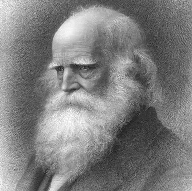 bearded man, subject of fine pencil sketches