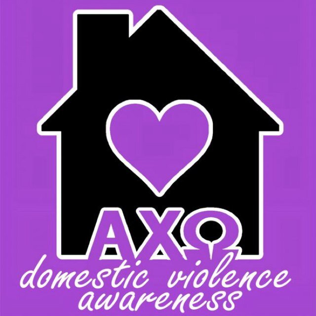 The women of Gamma Epsilon at Oklahoma State raising Domestic Violence Awareness