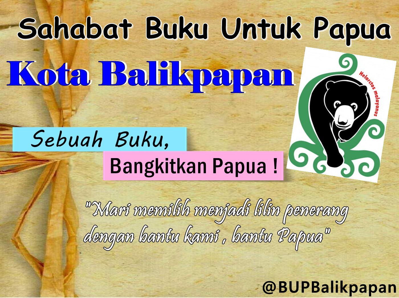 Our passion isn't collecting books, but distribute knowledge. Afiliasi @bukuntukpapua #SebuahBukuBangkitkanPapua CP- Leha : 08994272781