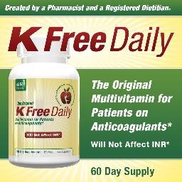 K Free Daily is a complete multivitamin for people taking blood thinners!   Available @ https://t.co/SN2j3fhJoG, https://t.co/k4H1HDv3us, & https://t.co/NQVo9cJq1x