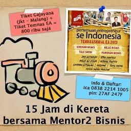 Temu Entrepreneur SeINDONESIA tgl 23-24 Nov, Malang | 2 Hari, 10+ pemateri, 1000 entrepreneurs | Follow @TemnasEA2013