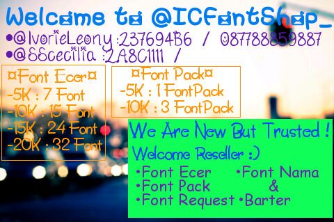 We are new but trusted!^^ Welcome to Ivorie&Cecilia FS! Cek Fav!;) •Via pulsa XL & 3•Terima barter• Own:@IvorieLeony & @SScecilia•HappyShopping! \(´▽`)/♥