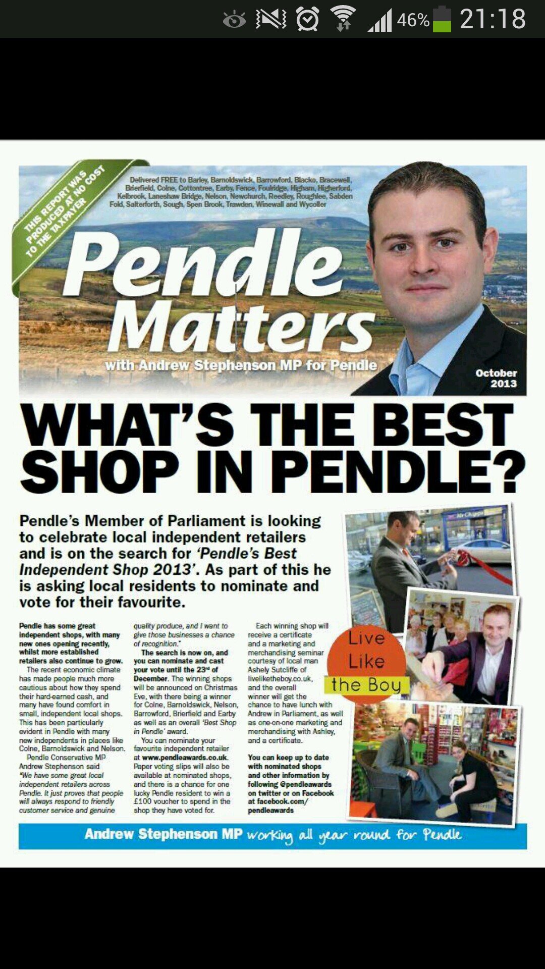 PendleAwards's profile picture. Pendle's Best Independent Shop 2013. A fantastic opportunity to celebrate independent businesses in Pendle. Vote for your favourite shop now.