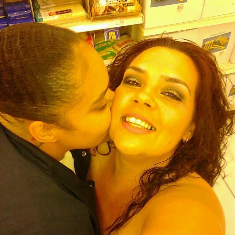The picture is of me and my wife, my wife is the one on the left and I'm on the right, we have three beautiful kids togather, we are all about family and love.