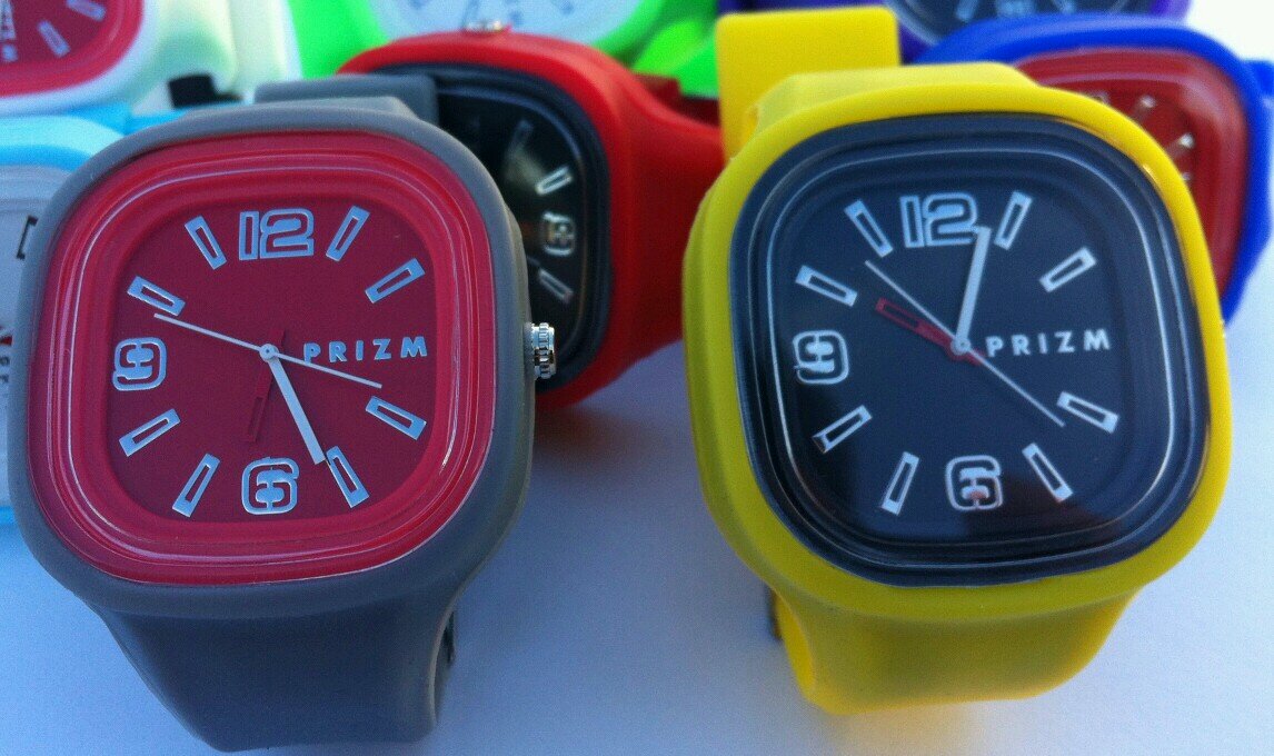 Customizable interchangeable watches. Change the bands to match your school colors, your kicks , or your favorite sports team.