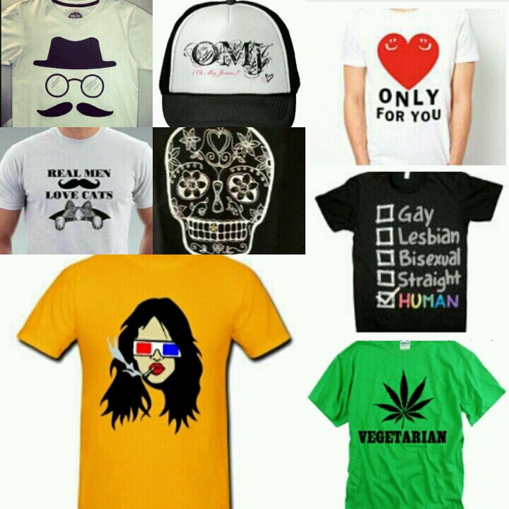Customized tees 
Accessories
Art Works
Emails: chel20ph@gmail.com
Viber:+63 09077799709