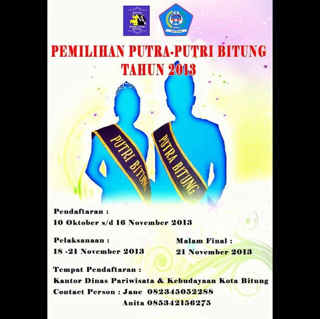 Official account of tourism ambassador Bitung city (Putra Putri Bitung) And Putra Putri Bitung Foundation|the winner in 2013 is Louis and Gamatria