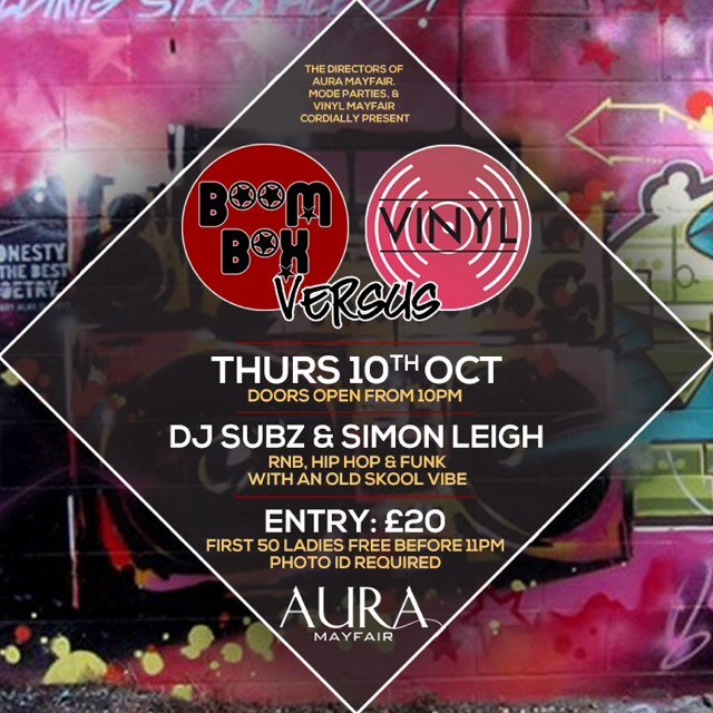 The biggest Old Skool hip hop and rnb night in the South West comes to Mayfair London! Launching at Aura Mayfair Thursday 23 May bank holiday weekend!